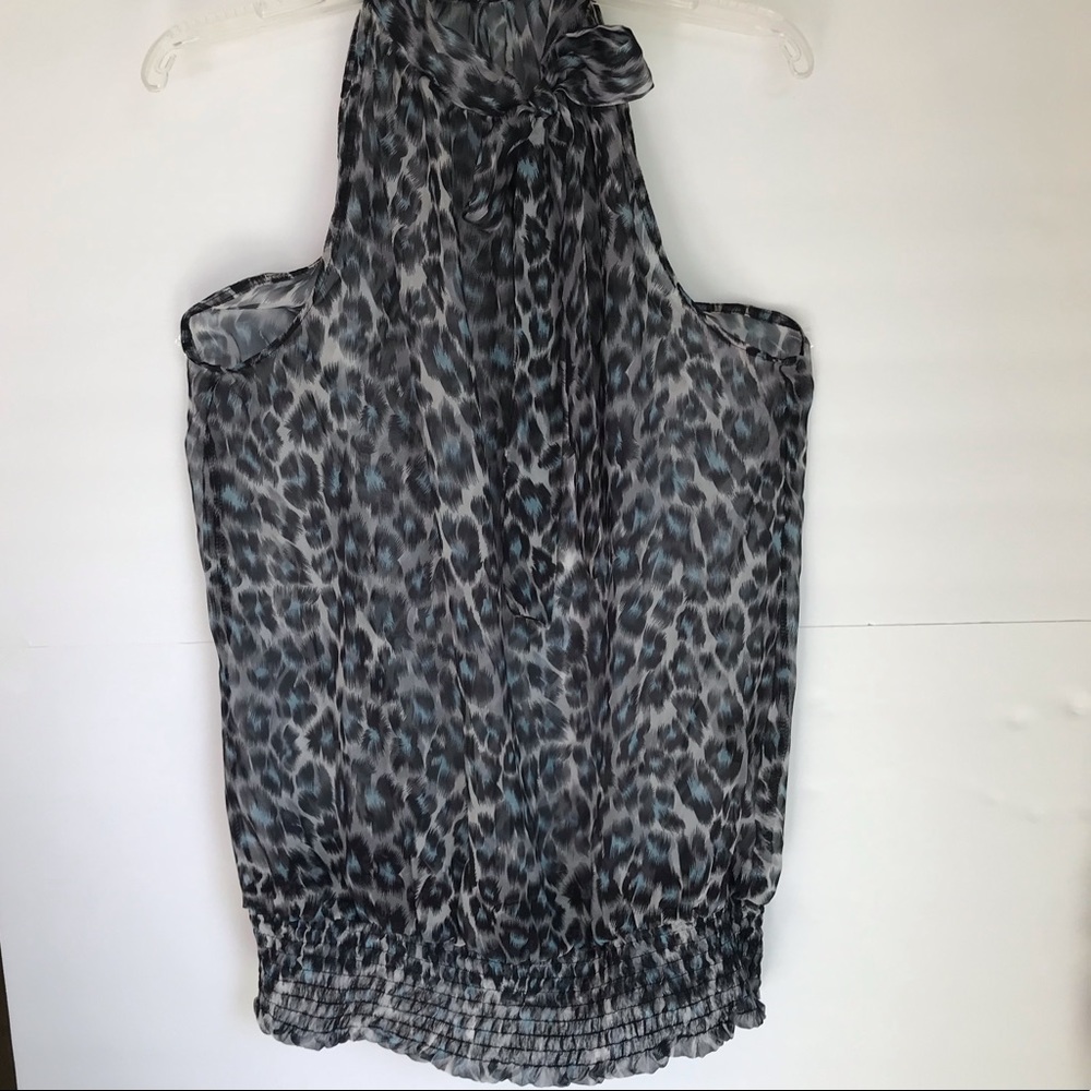 Women’s blue leopard halter top
